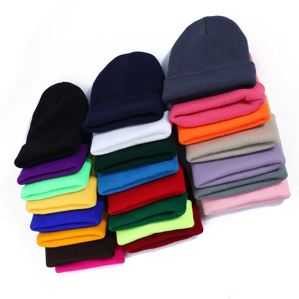 23 candy color Warm Knit Winter Women Hat Baggy Slouchy Beanie Skullies Autumn Men Cap and Hats | Аксессуары для одежды
