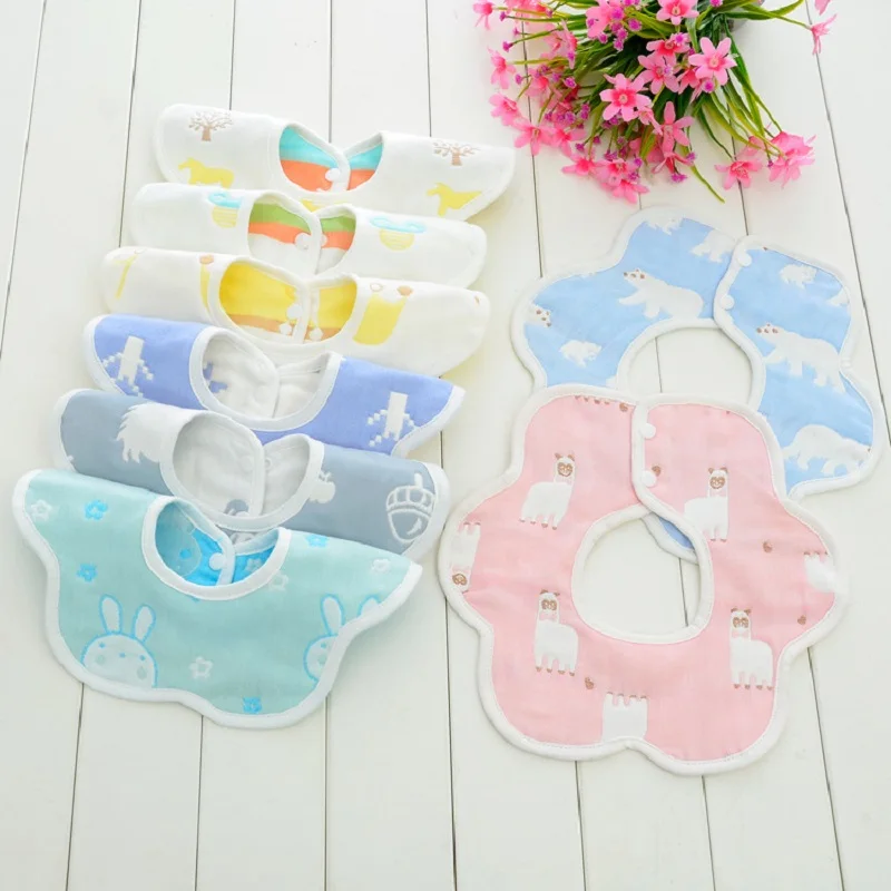 360 Degree Rotation Baby Bibs 6 Layers Gauze Soft Newborn Infant Burp Saliva Towel Kids Bandana Cloths | Детская одежда и обувь