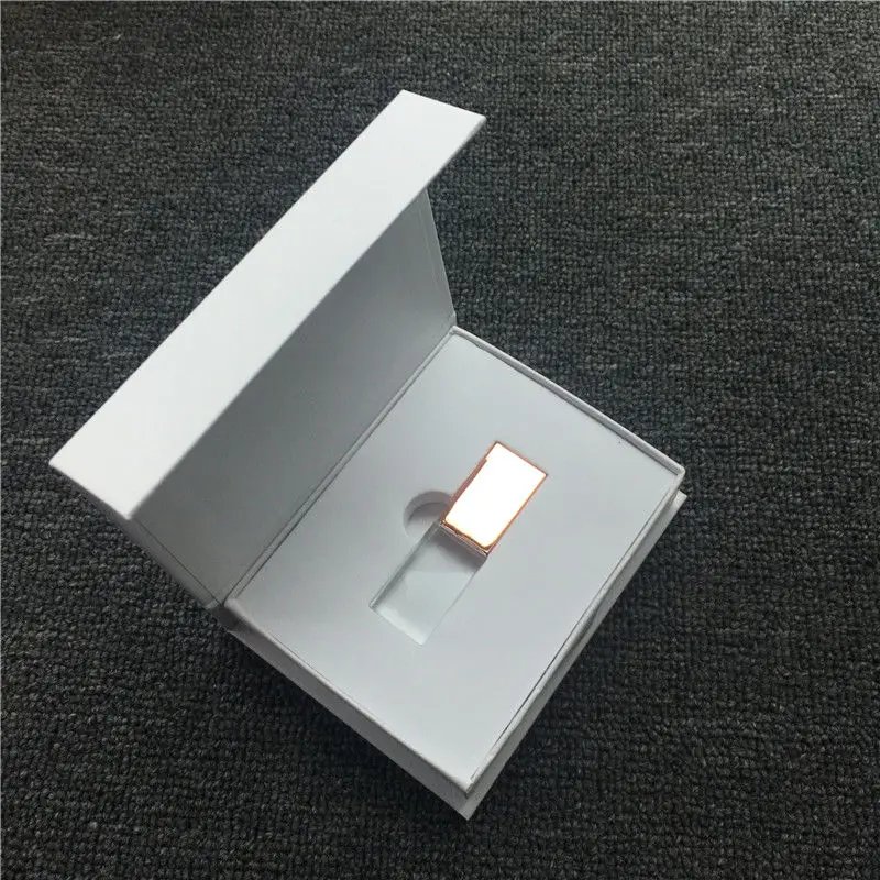 Rose Gold Пользовательский логотип Кристалл Usb 2,0 флэш-накопитель с подарочной коробкой 2 ГБ 4 ГБ 8 ГБ 16 ГБ 32 ГБ 64 ГБ(белая или черная коробка - Цвет: Rose Gold