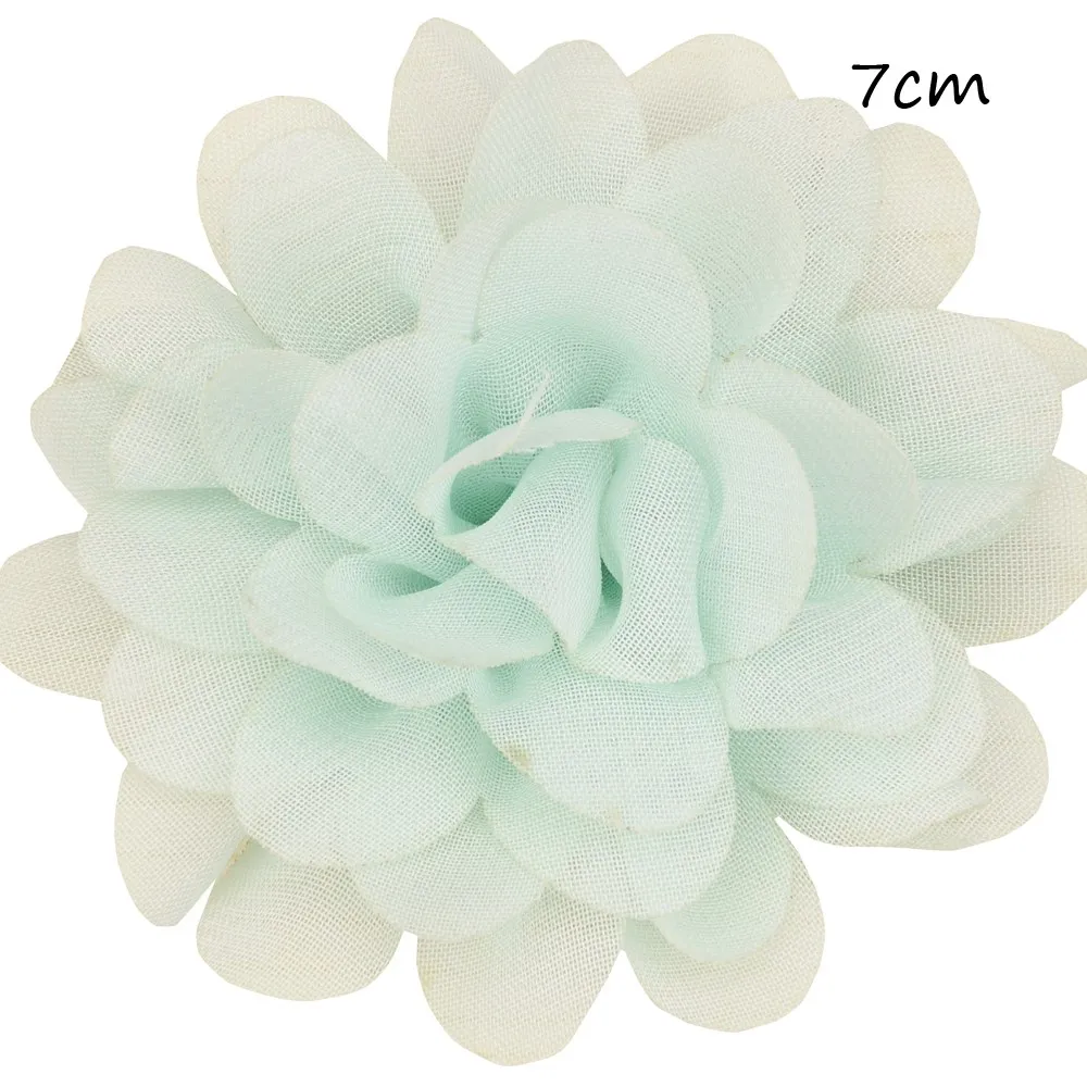Mint Green 22 шт. Сатиновые Цветы DIY аксессуары для волос тканевые цветы 7 см шифоновые цветочные аксессуары для волос повязка на голову без бантов без заколки - Цвет: Mint Green