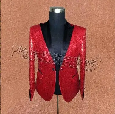 New Men Suits Designs Masculino Homme Terno Stage Costumes For Singersred Sequins Blazer Mens Dance Jacket Star Style Dress Punk