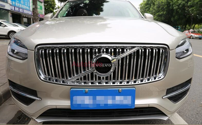 Для VOLVO XC90 2016 2017 2018 ABS хромированный пластиковый передний бампер решетка молдинг