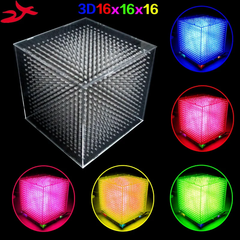 DIY mini 3D 16 Светодиодный светильник cubeed сохранить анимацию на sd-карту/16x16x16 3D светодиодный/комплекты, 3D светодиодный дисплей, рождественский подарок