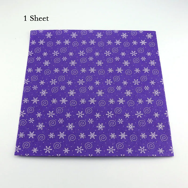 Purple Сплошной цвет Рождественский Снежный напечатанный Войлок 30X30 см 1 мм толстый Войлок Ткань Сделай Сам нетканый ручной работы ремесло Домашний декор принадлежности 1 лист - Цвет: Purple