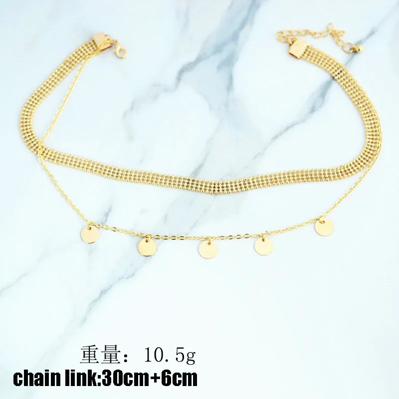 Ожерелье-чокер женское Двухслойное модное ожерелье с подвеской блестками в