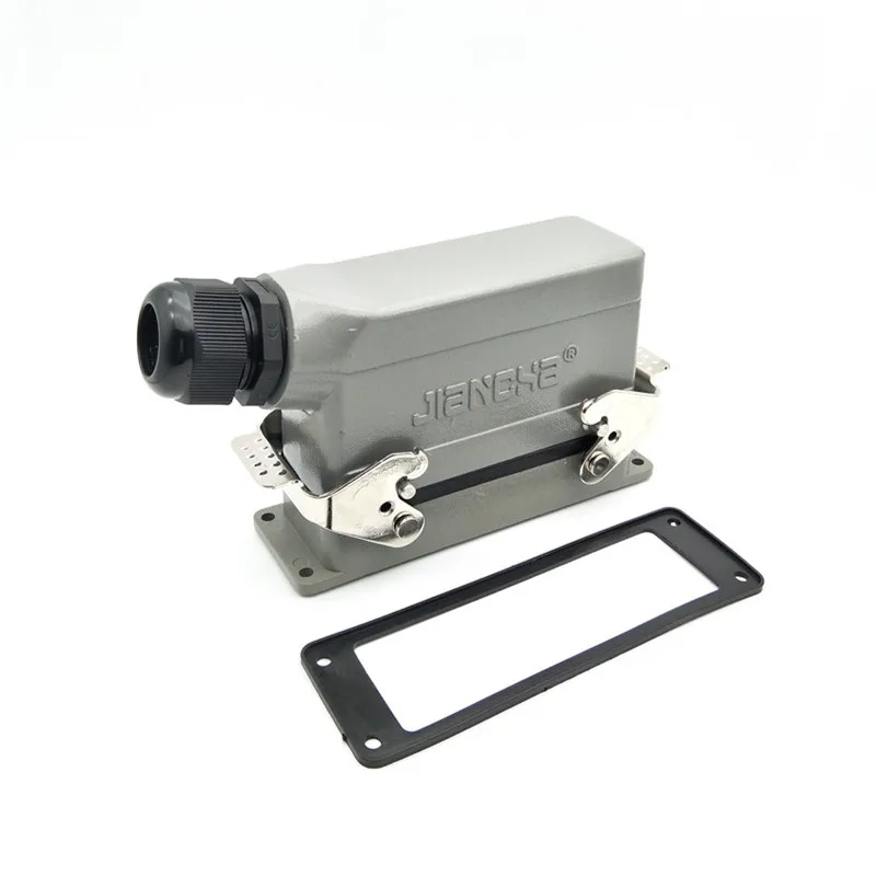 24 Pin Industrial прямоугольник разъема для тяжелых условий PG21 боковой отвод капюшон обогреваемого литника авиационным соединителем 16A 500 V