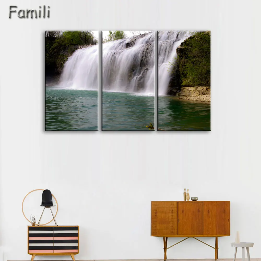 Pintura en lienzo de paisaje para sala de estar, arte de pared espectacular, imagen de sol, gran oferta, 3 piezas-1