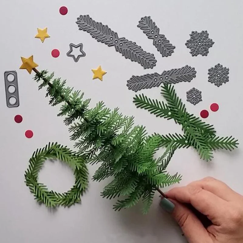 Фото Рождественские листья сосновые металлические Вырубные штампы сделай сам