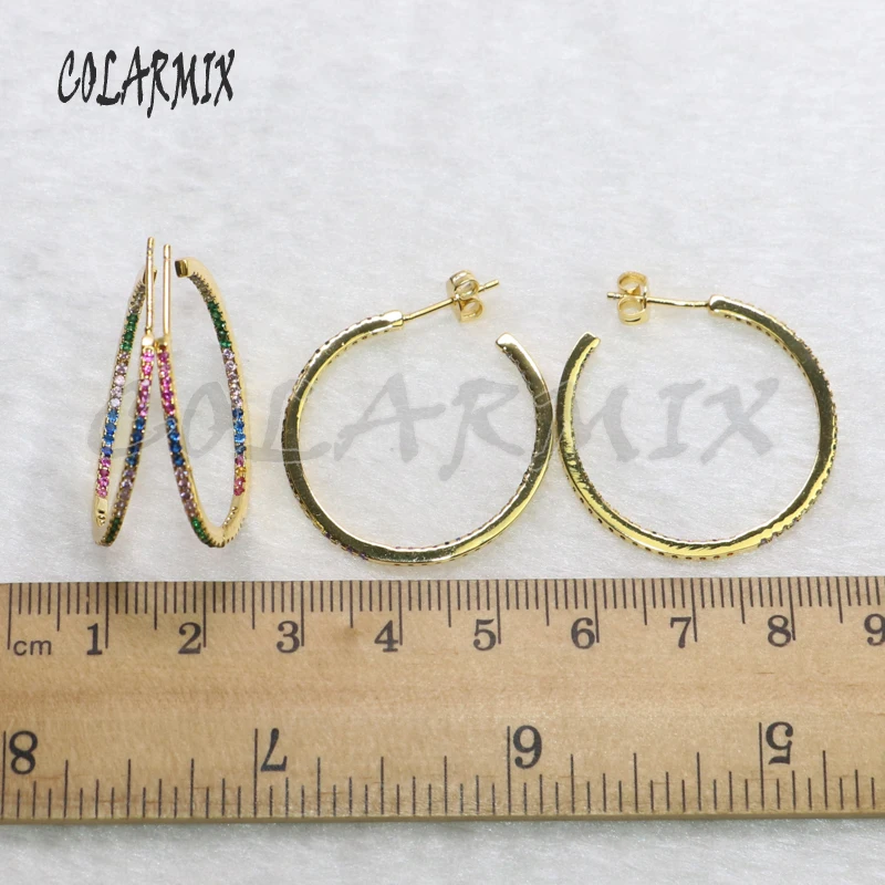 4 пары круг цвет золотой серьги Циркон Круглые простой стиль циркон ювелирные