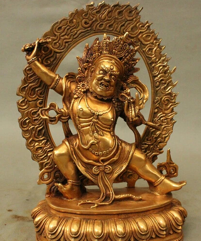 Бесплатная доставка 10 дюймов тибетская Тантра бронзовая позолота Vajrapani Chana Dorje