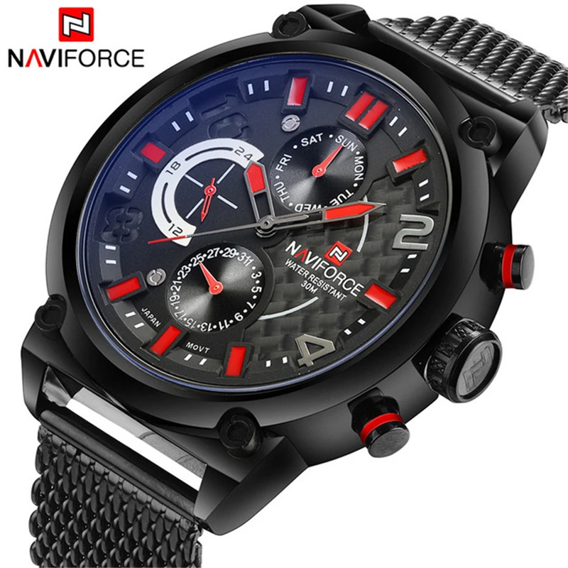 Часы марки NAVIFORCE мужские модные повседневные кварцевые часы водонепроницаемые
