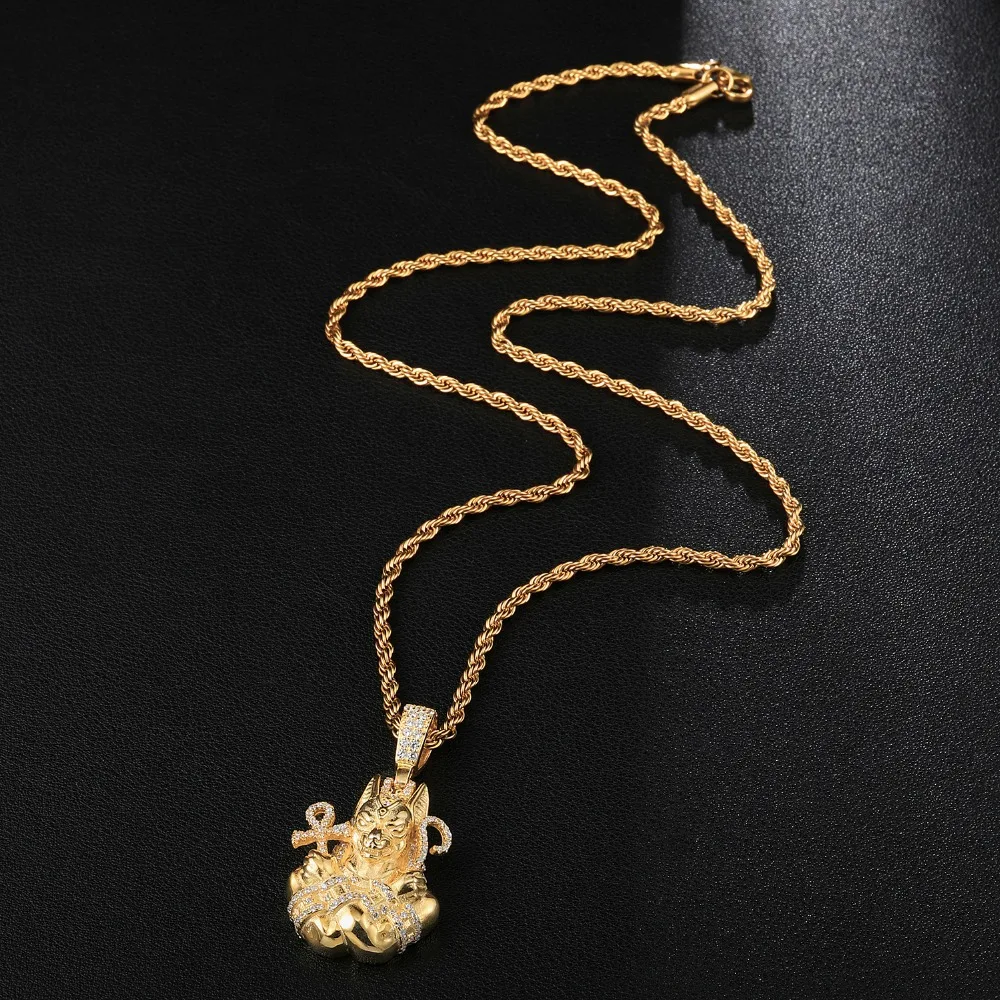 Хип хоп Полный AAA Iced Out Bling кубический циркон медь Египетский АНХ крест подвески и ожерелья для мужчин ювелирные изделия