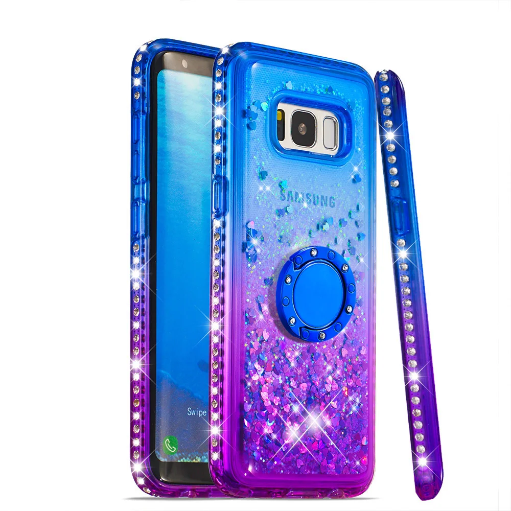Quicksand bling Case For Samsung Galaxy S8 S9 Cover TPU Back Plus With Ring Buckle Bracket |