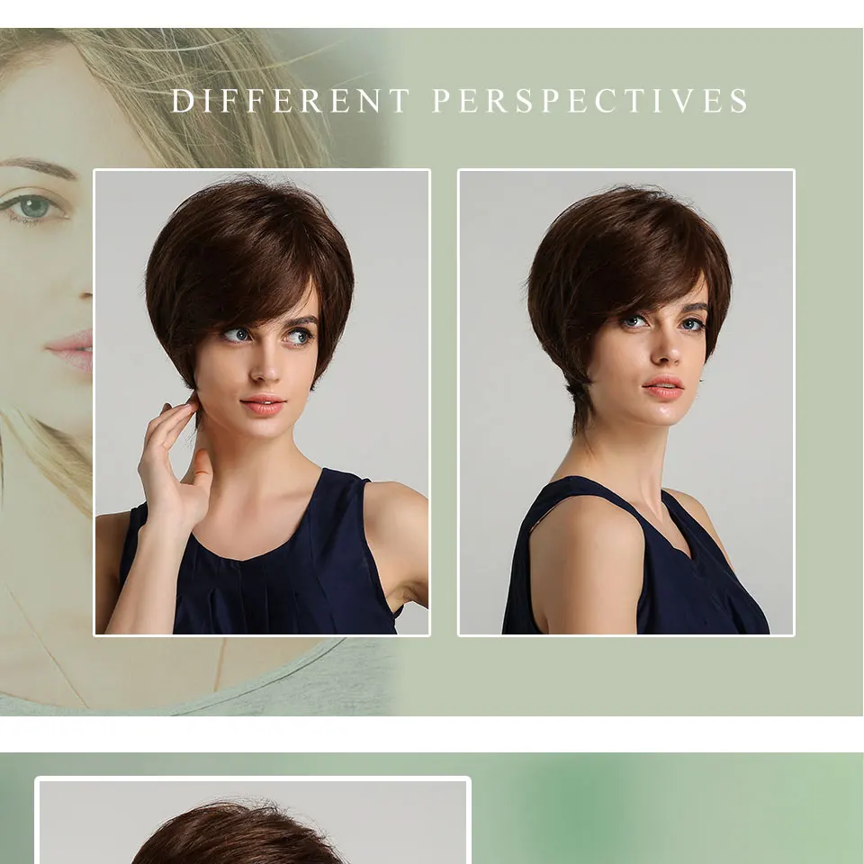Haircube синтетические 6 дюймов короткие 50% человеческие волосы парики с челкой естественная волна темно-коричневый пушистый многослойный парик для женщин