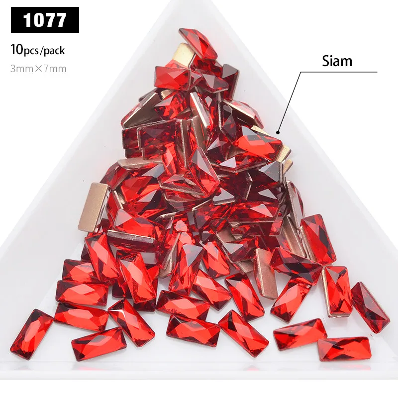 1077 Новинка 10 шт./упак. блестящие Прямоугольные Стеклянные 3D дизайн ногтей украшения из страз золото объединенное Украшение DIY маникюр дизайн аксессуар - Цвет: 1077