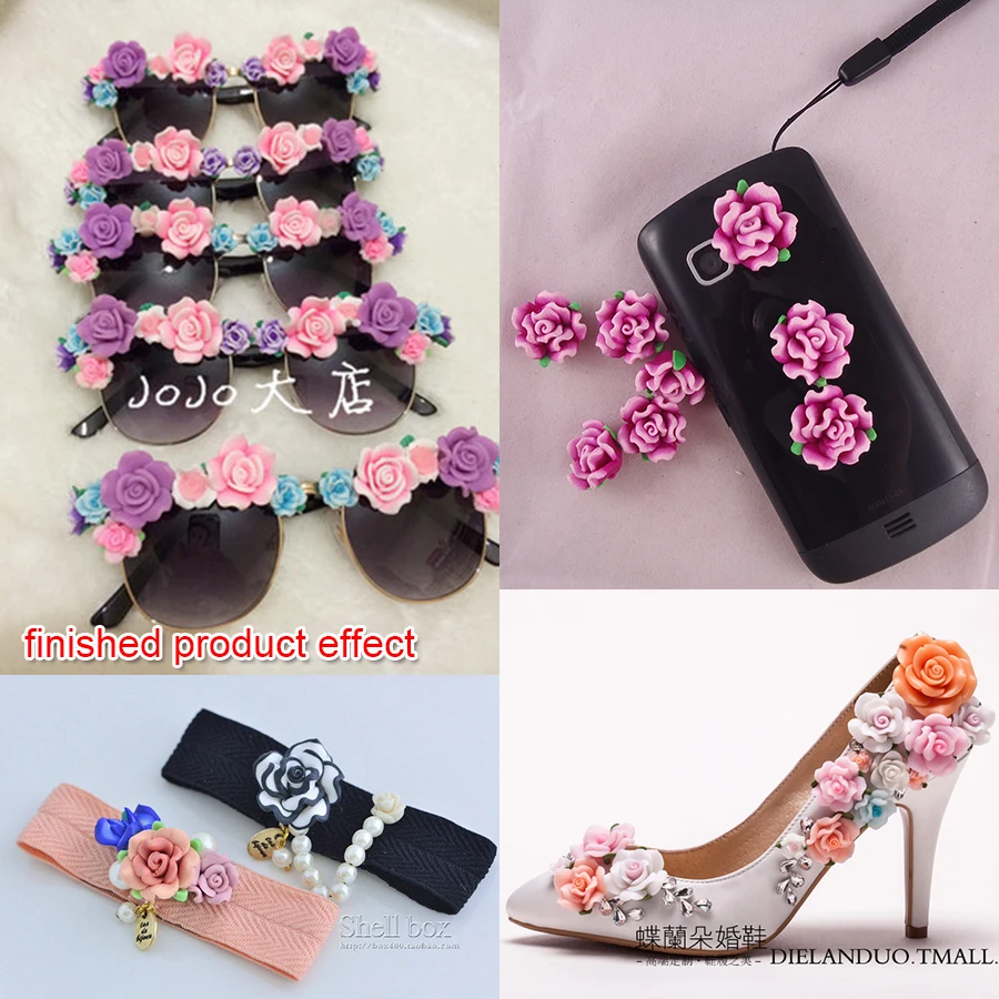 15 шт./лот 17 мм красивые Винтажные бусины из полимерной глины с розами Diy браслет