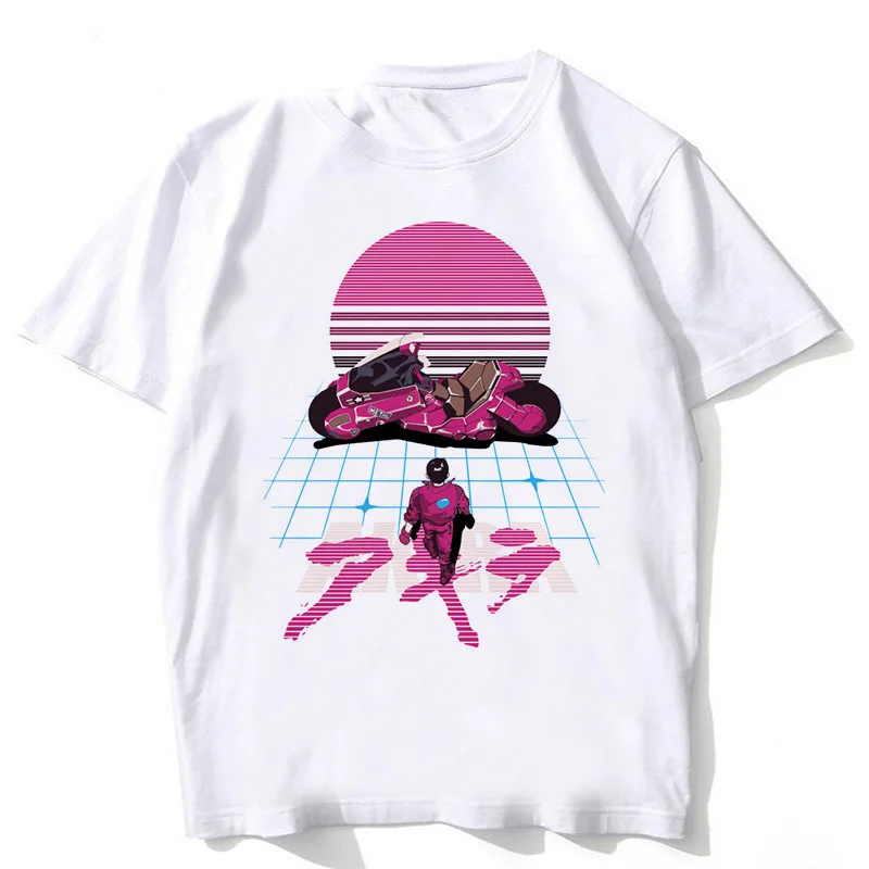 Мужская футболка Akira Synthwave Японские футболки с аниме рисунком летняя модная
