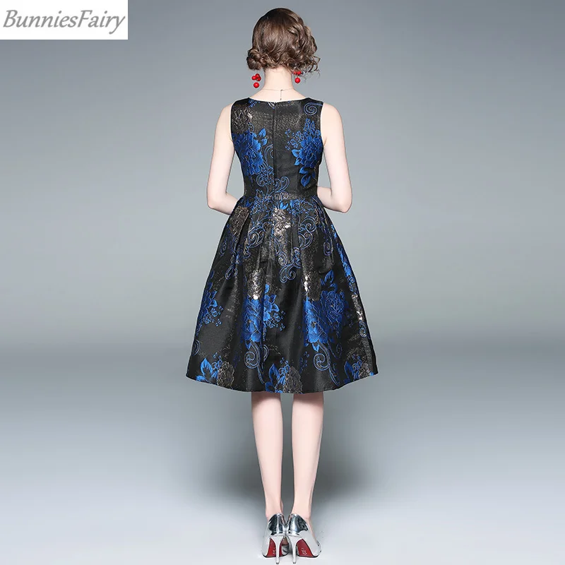 BunniesFairy 2019 Весна Хепберн Винтаж Ретро темно синие тиснением черный жаккард