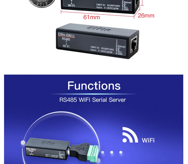 RS232 RS485 к WI-FI последовательный порт Серверный модуль беспроводной сети маленькие устройства Поддержка TCP IP протокол Telnet Modbus Q215