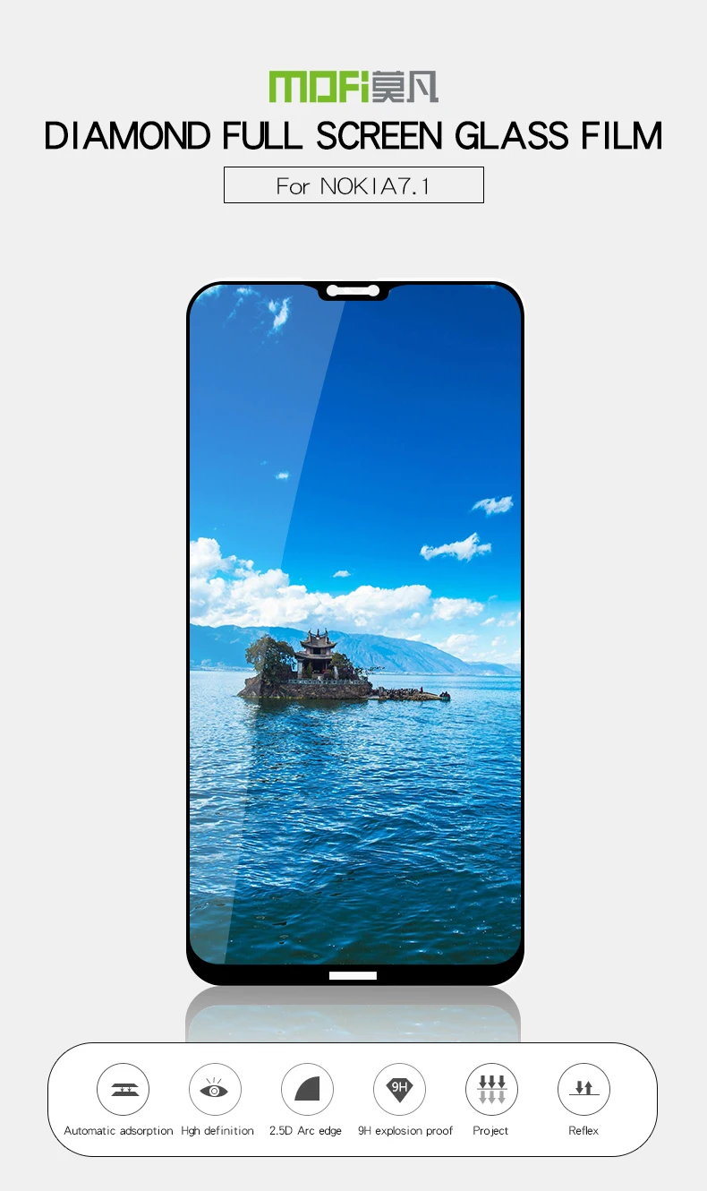 Для Nokia 7,1 закаленное стекло MOFi 9H Защитная пленка для Nokia 7,1 защита экрана закаленное стекло