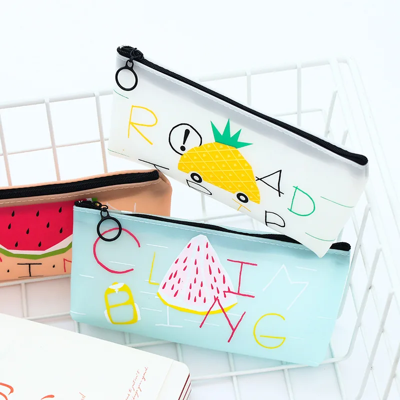 

1pc Creative Stationery Bag Small Fresh Fruit Storage Bag Silicone Pencil Case Kawaii School Supplies