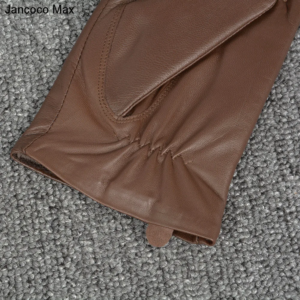 Jancoco Max, черные и коричневые, новинка, натуральная овчина, кожаные перчатки, зимние, теплые, бренд, для вождения, варежки для мужчин, S2058