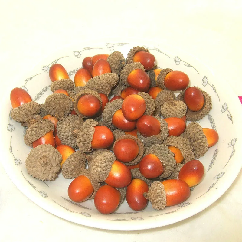 Brown 10 шт., искусственные мини-украшения из желудя, фруктов, дуба, пена, орех, деревенский декор для свадебной вечеринки, Рождественская елка, рождественские украшения для дома - Цвет: Brown