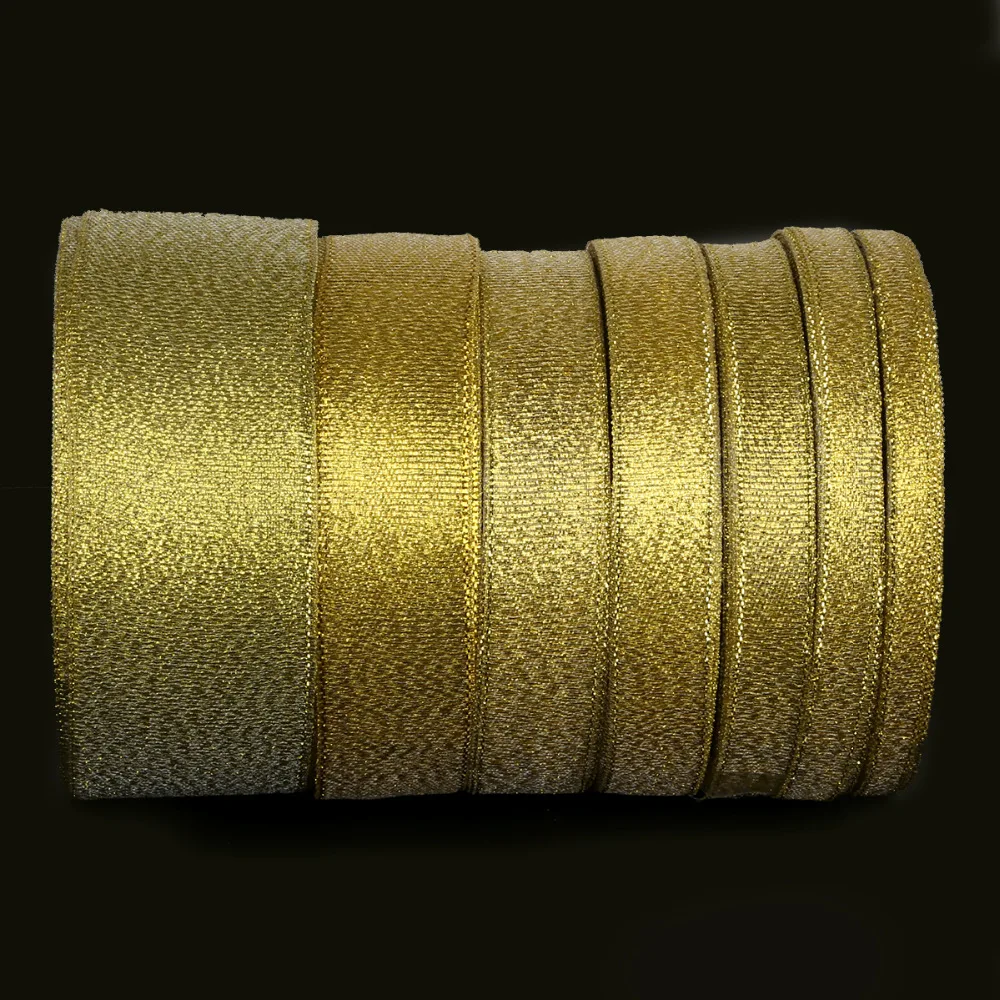 25yards Width 7mm-38mm Gold Color Silk Satin Ribbon Party Home Wedding Decoration Gift Wrapping Christmas New Year DIY Material | Дом и сад