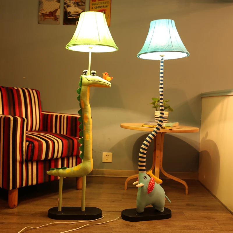 

Kids Standing Lamps For Living Room Decoration lighting cloth handmade Animal Crocodile Bird Elephant Children Floor light