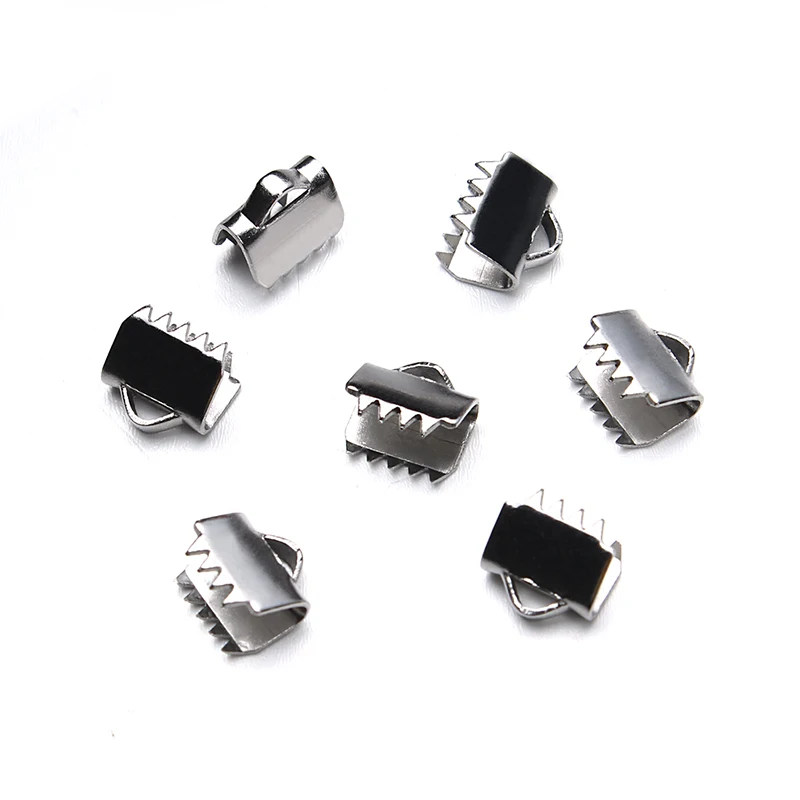 Текстурированные концевые колпачки из нержавеющей стали застежка серебряный