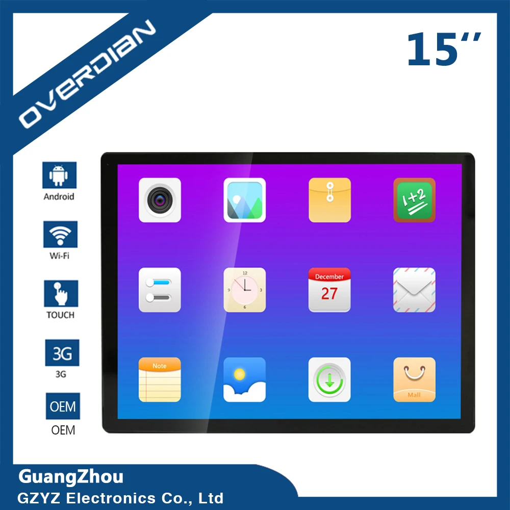 15 дюймов промышленный компьютер Android Системы и встроенным модулем Wi Fi емкостный