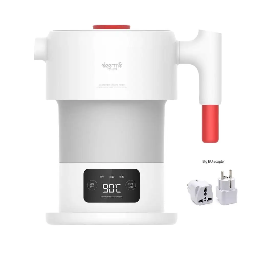 Add Big EU Adapter Горячая Xiaomi Deerma 0.6L сенсорный складной портативный Электрический чайник для воды ручной Электрический колба для воды горшок защита от автоматического отключения - Цвет: Add Big EU Adapter