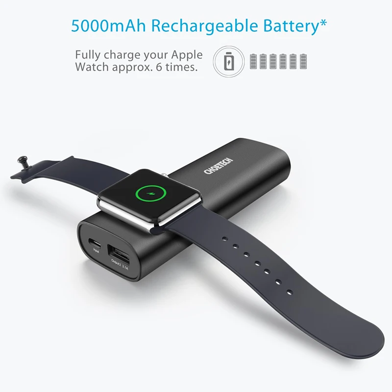 Внешний аккумулятор CHOETECH 5000 мАч QC 4 0 для iWatch Беспроводная зарядка