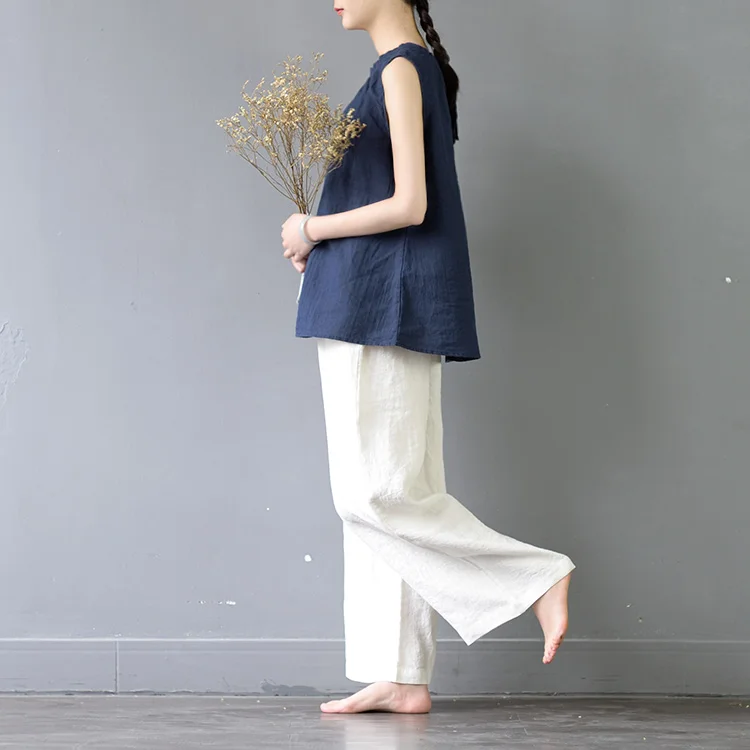 SCUWLINEN, женские летние топы, одноцветные, рами, свободные безрукавки, топы, Vestidos, повседневные женские блузки S359