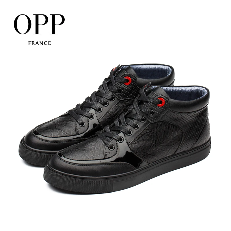 OPP Men's Shoes Fretwork Lace-up Men boots Genuine Leather Metal Toe Ankle Boots for men High Top | Обувь