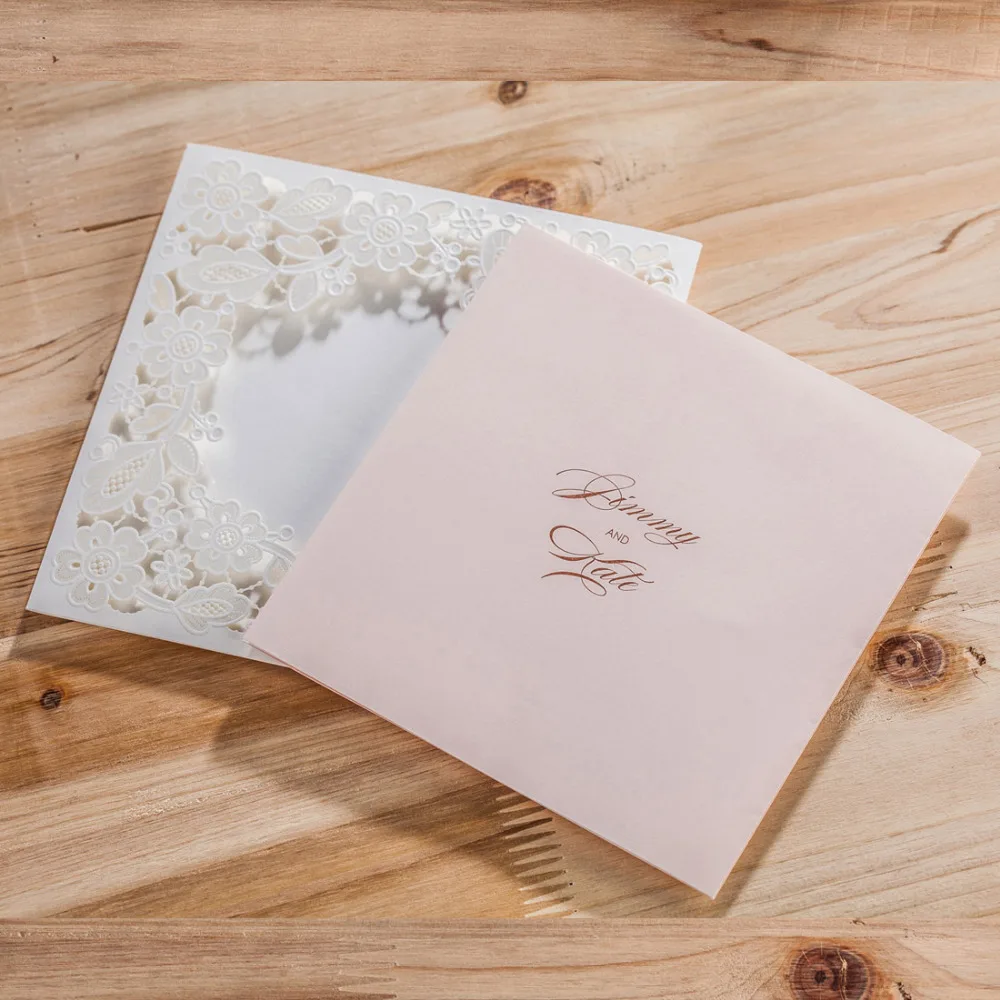 Wishmade 1 шт. лазерная резка свадебные приглашения карта с белой квадратной полой