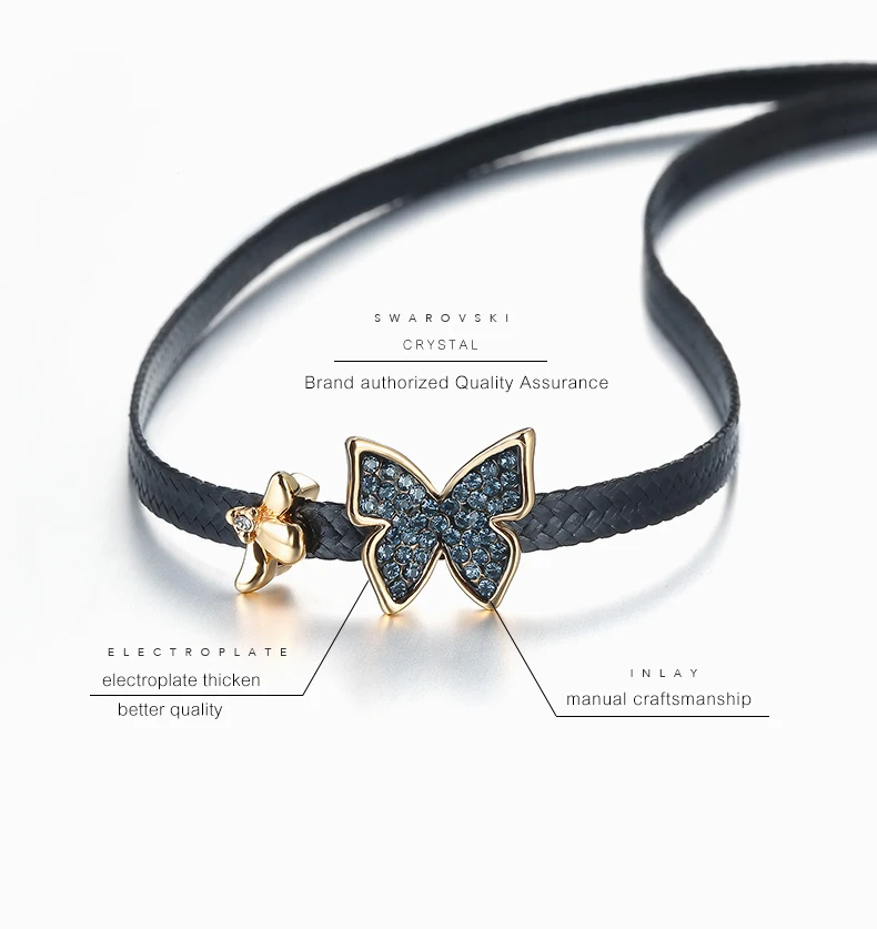 WARME FARBEN модное ювелирное женское ожерелье с кристаллами Swarovski черный ремень