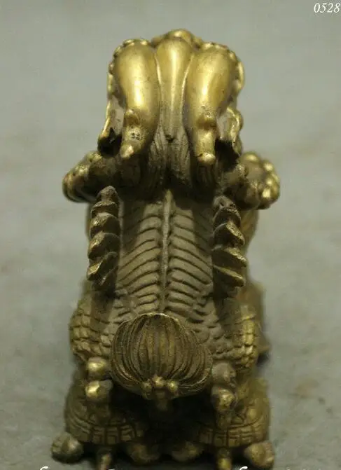 Народные китайские латунные Животные Дракон богатства Кайлин стоя на 4