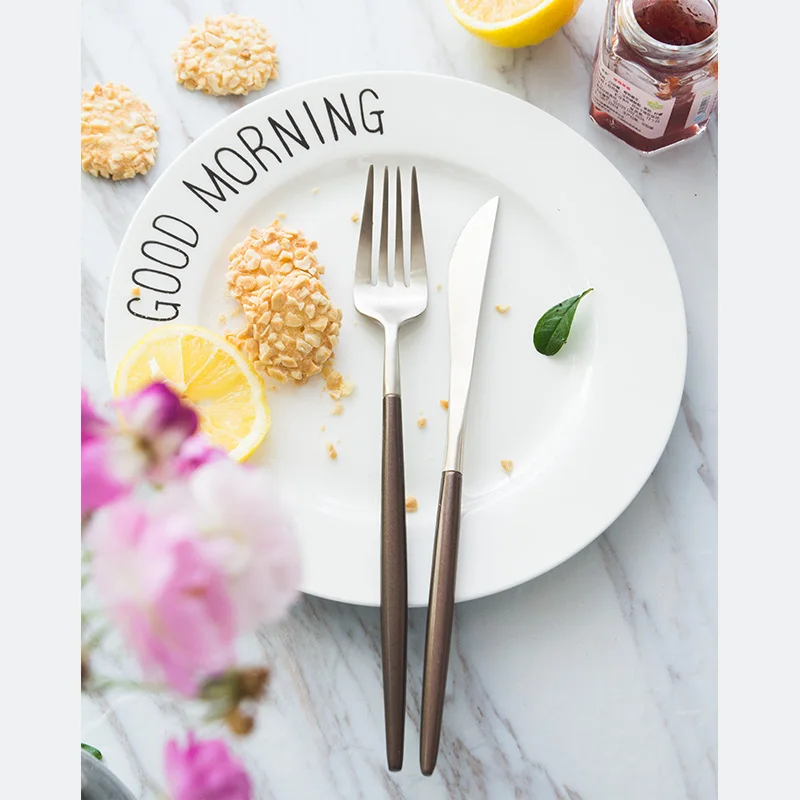 Столовые ножи и вилки из нержавеющей стали 18/10 набор столовых приборов 4