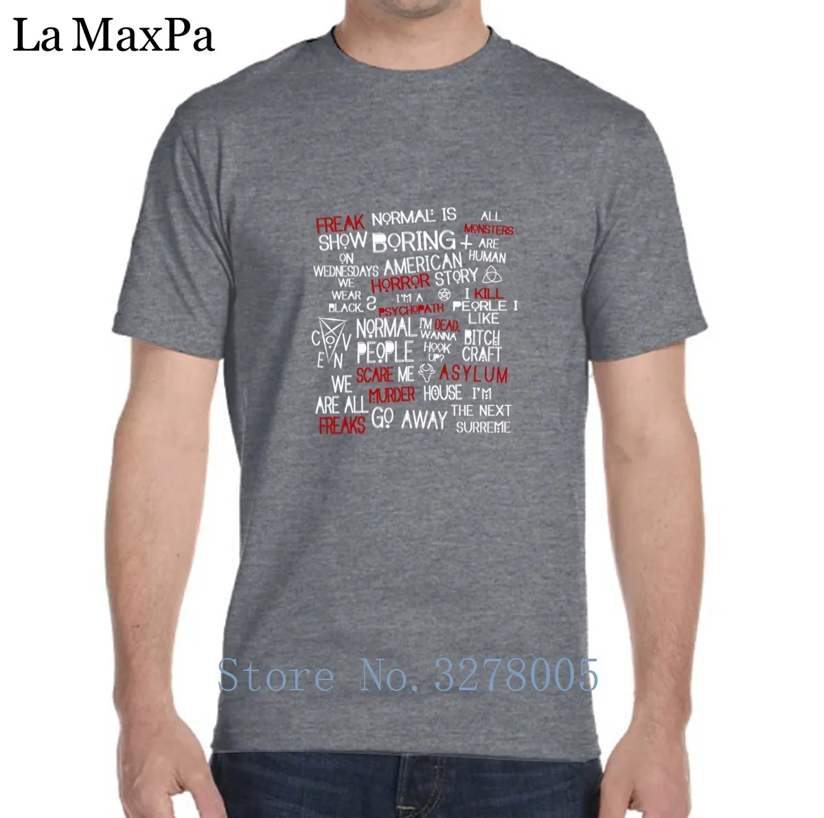 Printed Tshirt Man Male Funny Casual American Horror Story T-Shirt For Men 100% Cotton Short Sleeve Tee Shirt Humour Plus Size | Мужская