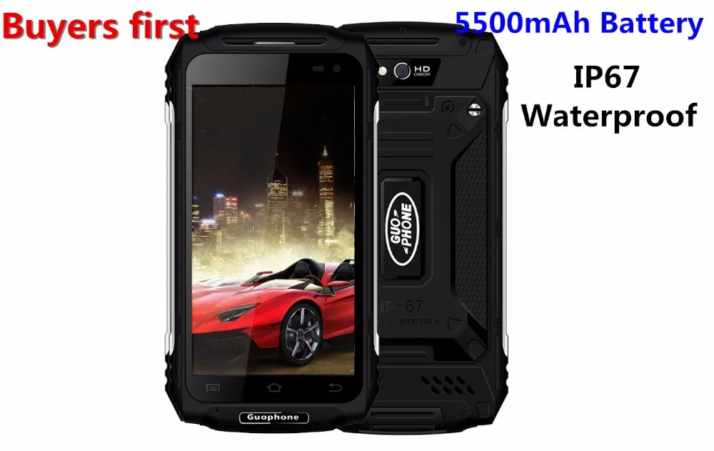 GUOPHONE X2 IP67 водонепроницаемый смартфон с 5 дюймовым дисплеем четырёхъядерным