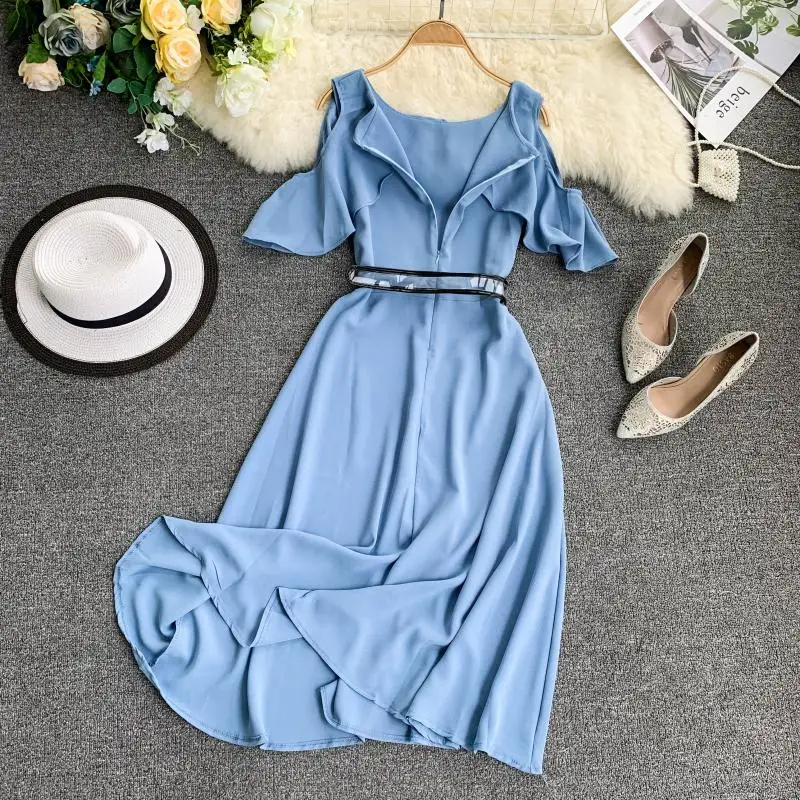 Женское платье с коротким рукавом повседневное пляжное облегающее поясом лето