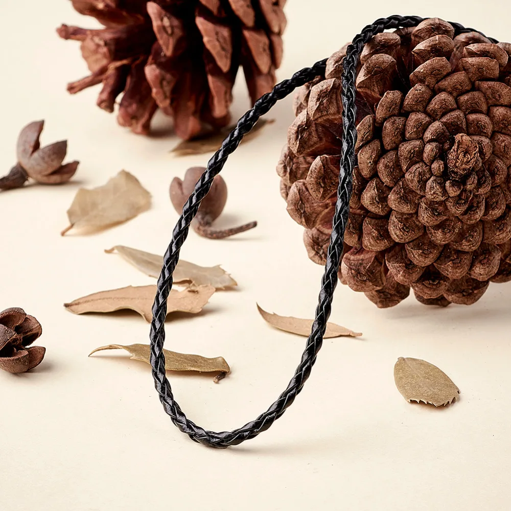 Pandahall 100 шт ожерелье из искусственной кожи шнур черный 3 мм в диаметре 17"|necklace