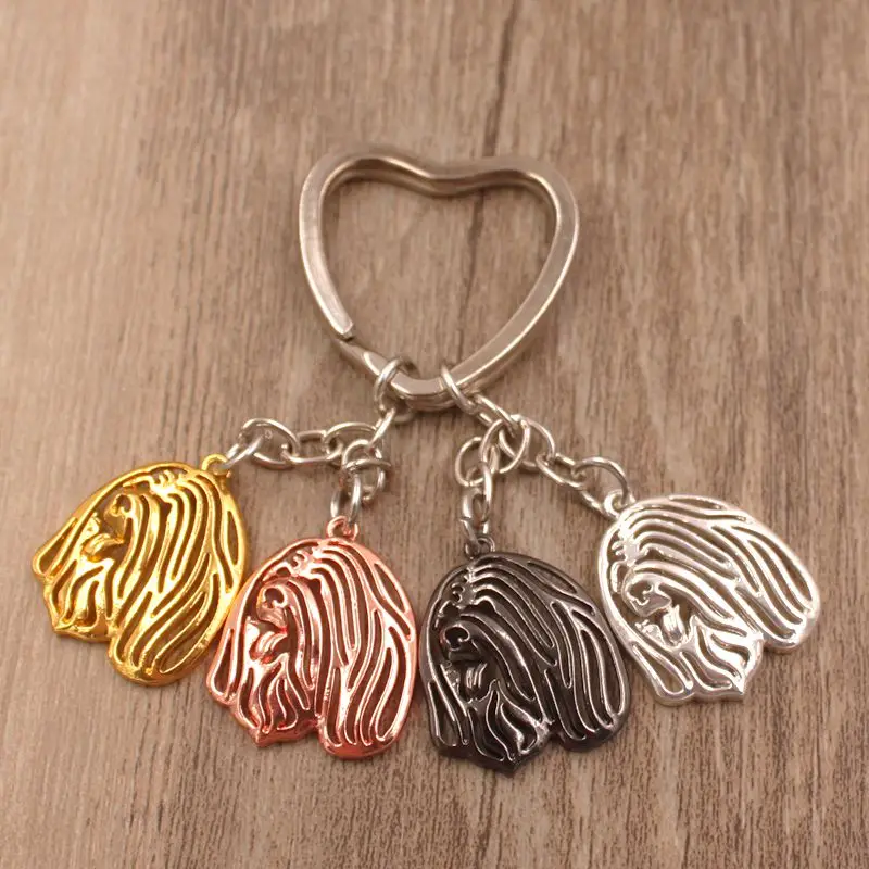 Брелок для ключей женщин и мужчин милый Тибетский терьер животное позолоченный