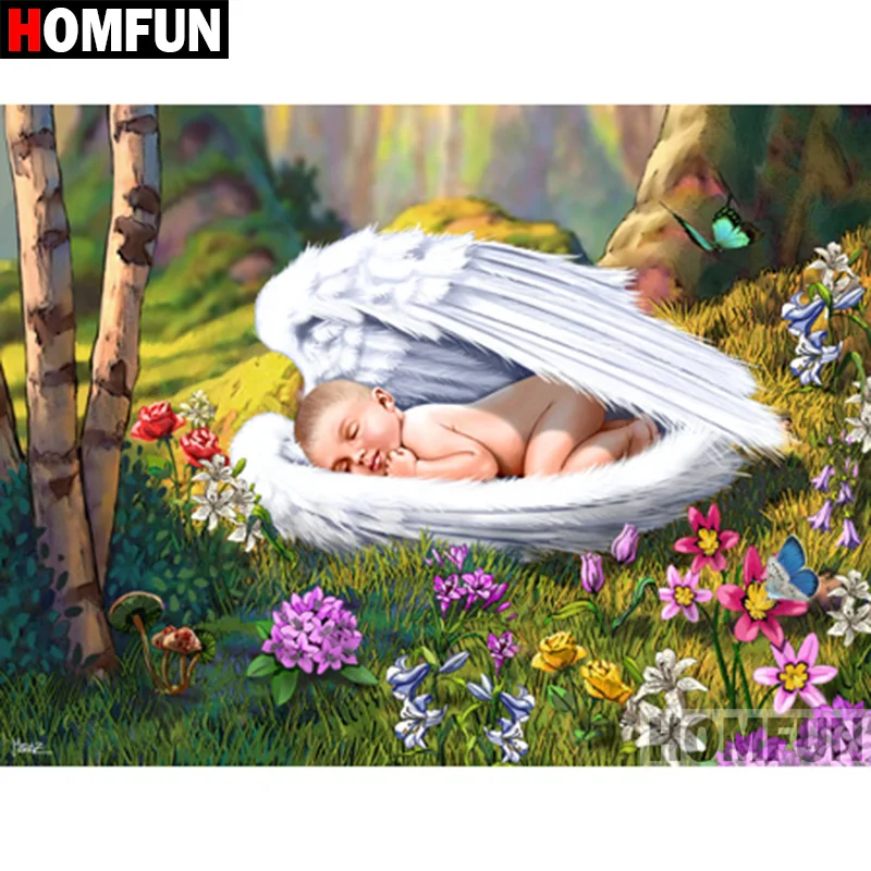 Алмазная 5D картина HOMFUN сделай сам полноразмерная/круглая вышивка ангельский