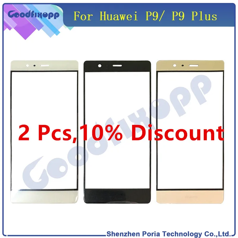 

ЖК-дисплей для Huawei P9 / P9 Plus, переднее стекло, внешняя линза, передняя панель, дигитайзер, сенсорный экран, стекло, запасные части