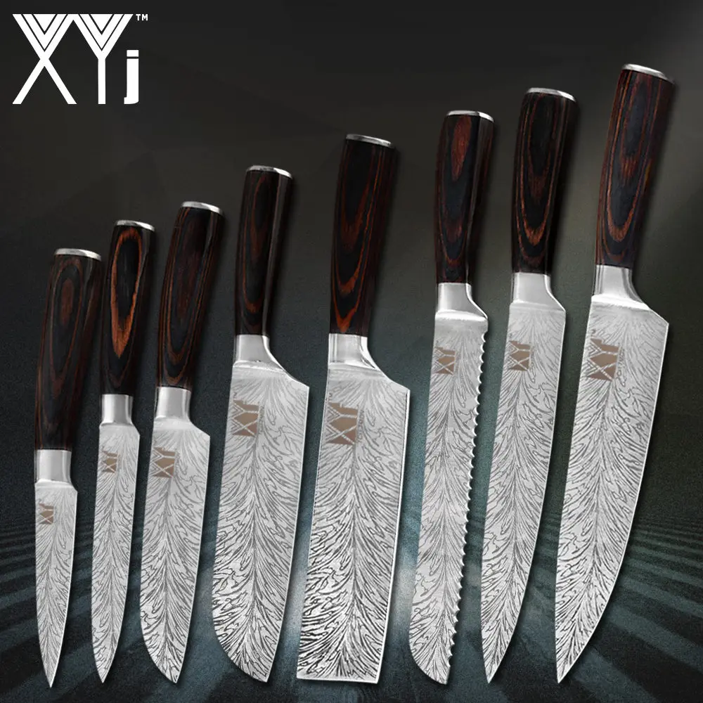 XYj Beauty Pattern нож из нержавеющей стали 7cr17 лезвие цвет деревянной ручкой кухонные