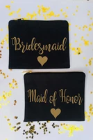 custom glitter title make up wedding bride maid of honor bridesmaid makeup comestic kits bags pouches clutches gifts party favor