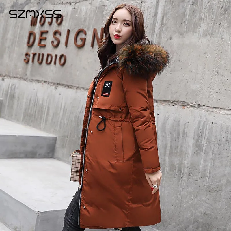 Новинка Зима 2018 парки Корейская версия Двухстороннее длинное пальто с капюшоном