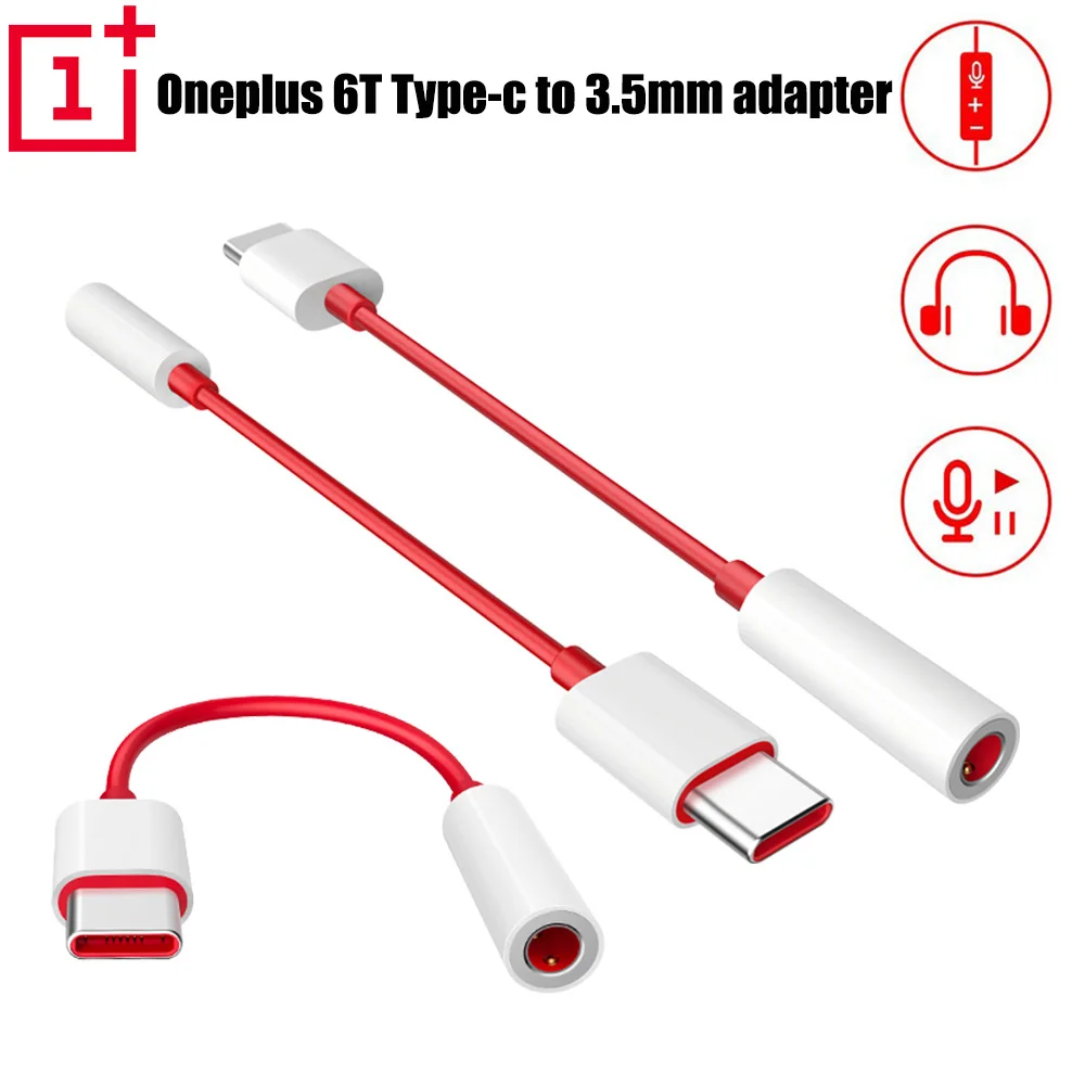 Оригинальный адаптер для наушников Oneplus 6T 7 Pro USB Type C на 3 5 мм Aux аудио 1 +